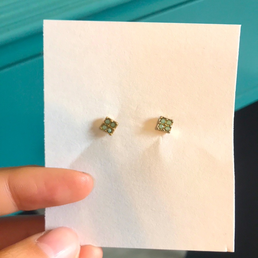 Green and Gold Lattice Earrings
